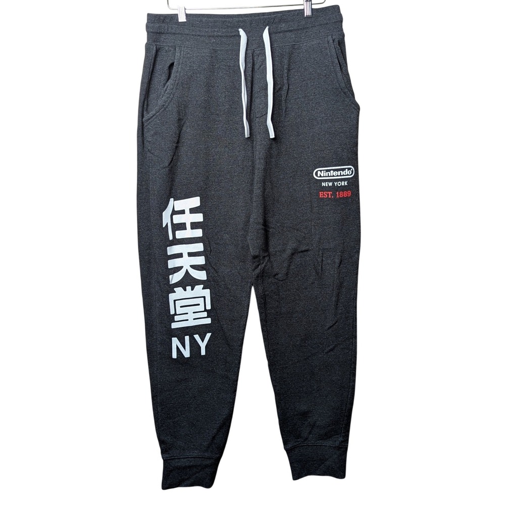 Nintendo Sweatpants Mens XL Grey Sportiqe NY Store Kanji Graphic Joggers Jogging
